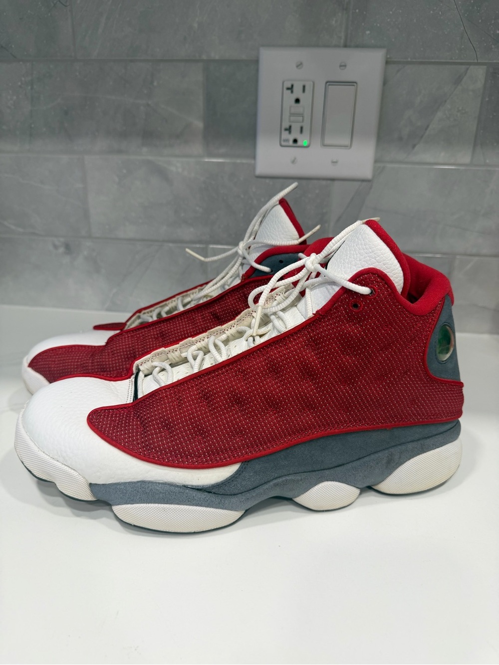 Jordan Red, White and Gray Retro Basketball Sneakers